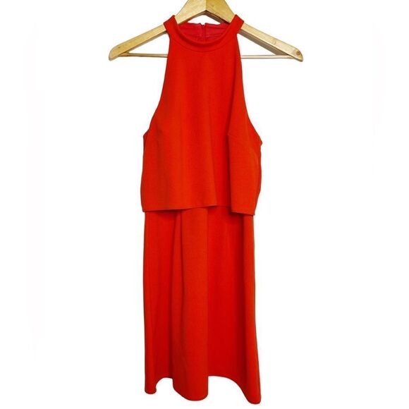 ASOS High Neck Overlapping Shift Dress Orange Size 6 - Picture 1 of 4